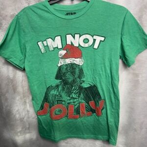 Star Wars Darth Vader "I'm Not Jolly" Christmas T-Shirt Green‎ Men's Tee Size S